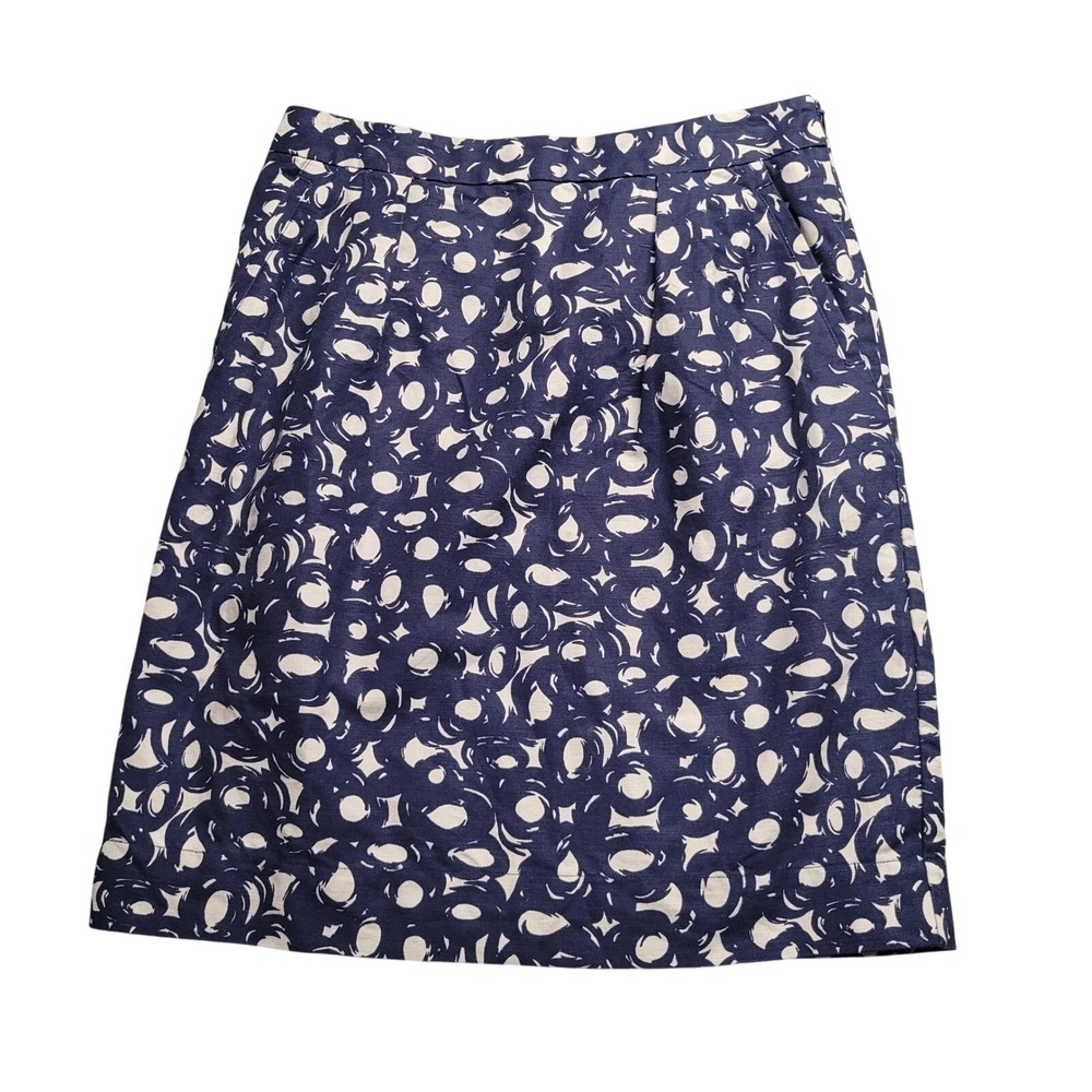Boden Navy White Abstract Print A-Line Mini Skirt with Pockets Size US‎ 6R